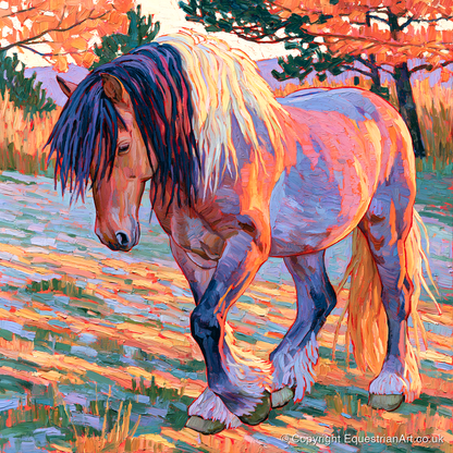 Vibrant Feathered Heavy Horse - horse breed art print and canvas by Celia Harding A.I