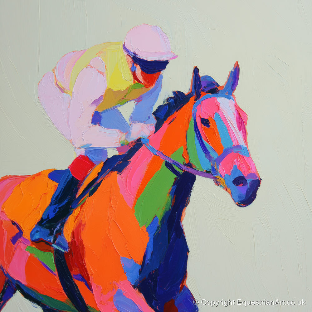 Vibrant Final Furlong - racing horse art print and canvas by Desmond Locke A.I