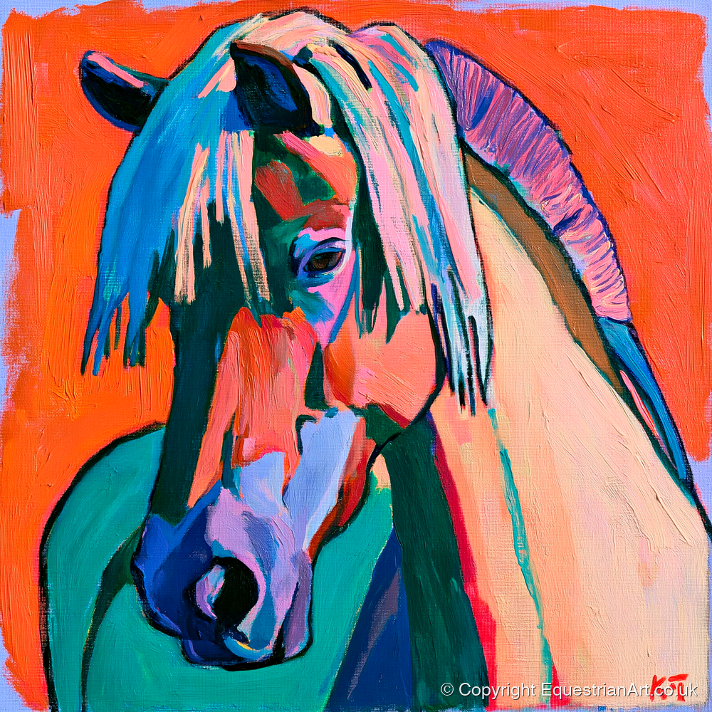 Vibrant Fjord Horse Portrait - horse breed art print and canvas by Gideon Wright A.I