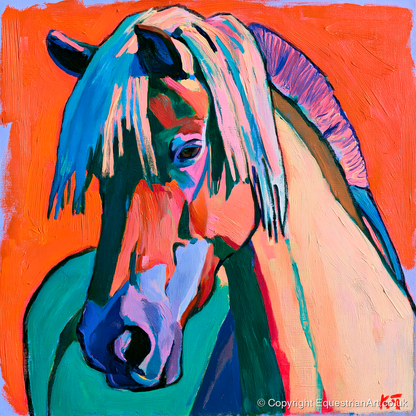 Vibrant Fjord Horse Portrait - horse breed art print and canvas by Gideon Wright A.I