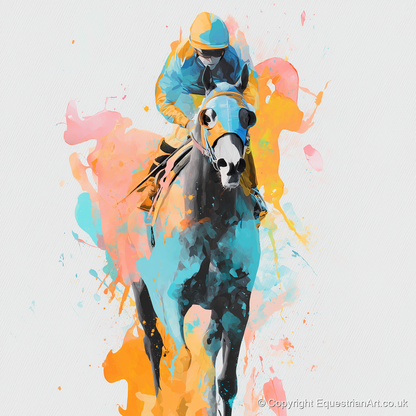 Vibrant Front Runner - racing horse art print and canvas by Gwendolyn Hurst A.I