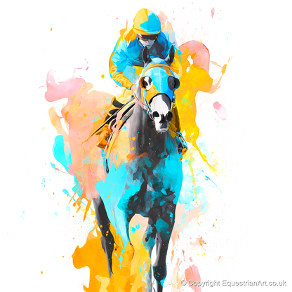 Vibrant Front Runner - racing horse art print and canvas by Gwendolyn Hurst A.I