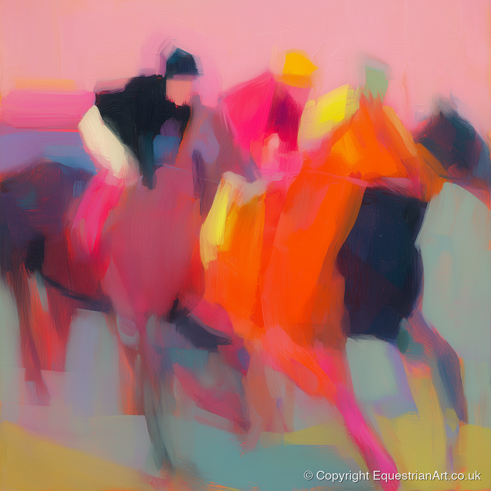 Vibrant Furlong - racing horse art print and canvas by Rosalind Pierce A.I