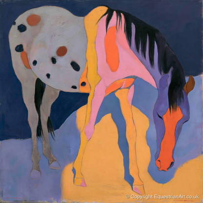Vibrant Grazing Appaloosa Horse - horse breed art print and canvas by Helena Ashby A.I