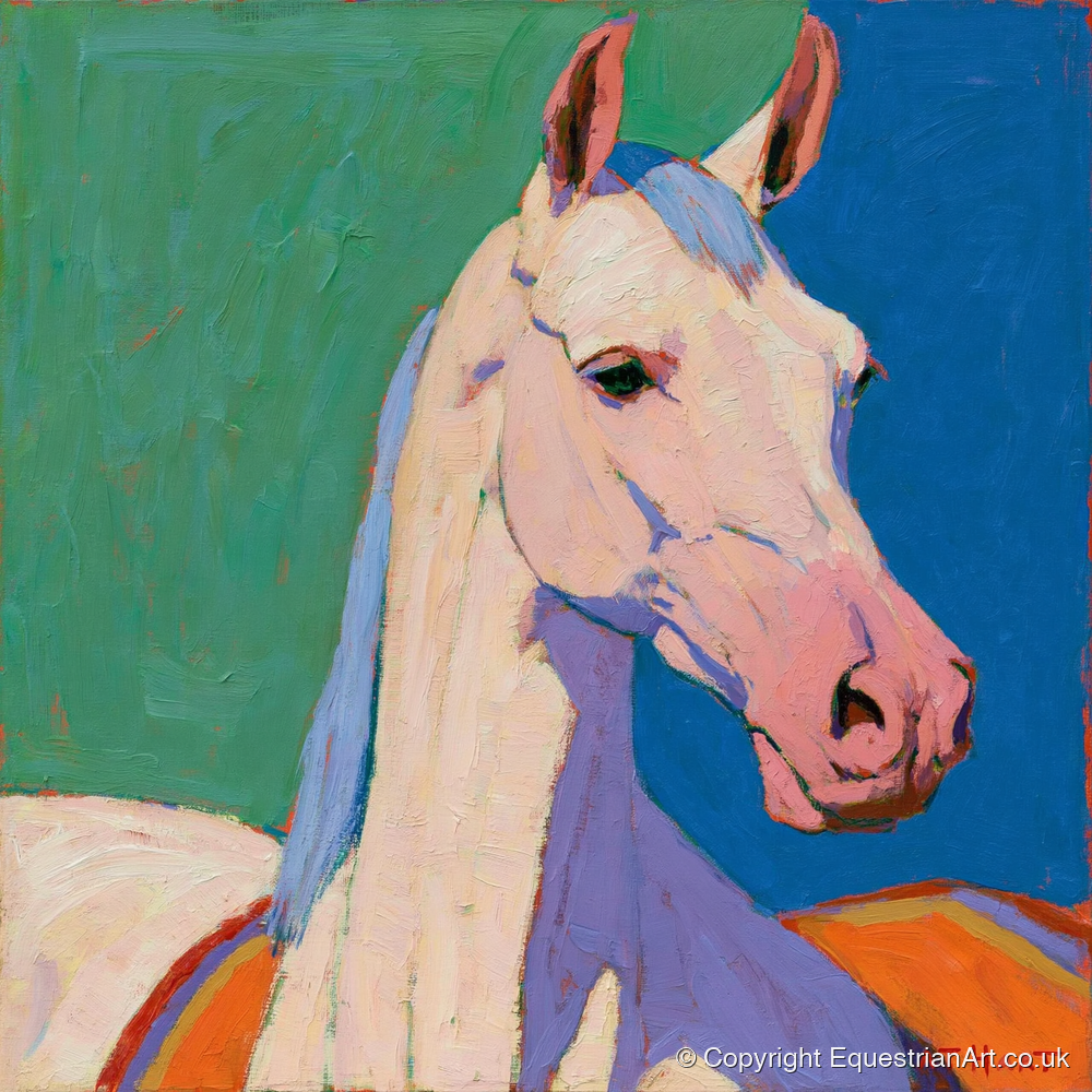 Vibrant Grey Arabian Horse - horse breed art print and canvas by Marshall Davies A.I