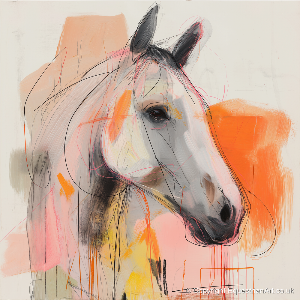 Vibrant Grey Spirit - horse portrait art print and canvas by Rosemary Haste A.I