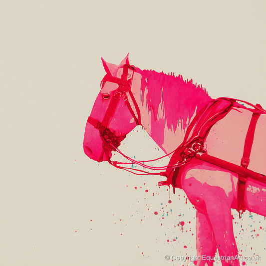 Vibrant Harness Profile - working horse art print and canvas by Camilla Royston A.I