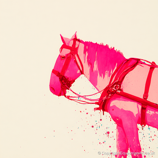Vibrant Harness Profile - working horse art print and canvas by Camilla Royston A.I
