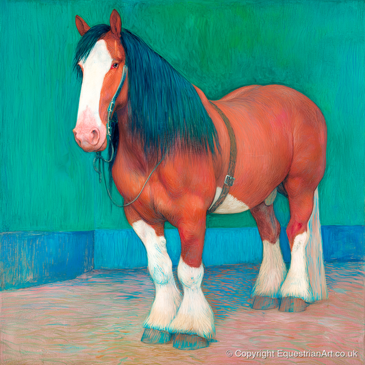 Vibrant Heavy Horse - horse breed art print and canvas by Lawrence Gable A.I