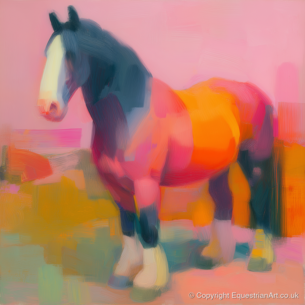 Vibrant Heavy Horse - horse breed art print and canvas by Rosalind Pierce A.I