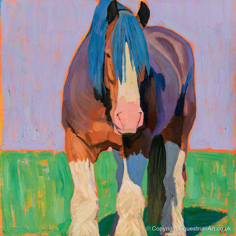 Vibrant Heavy Horse Portrait - horse breed art print and canvas by Marshall Davies A.I