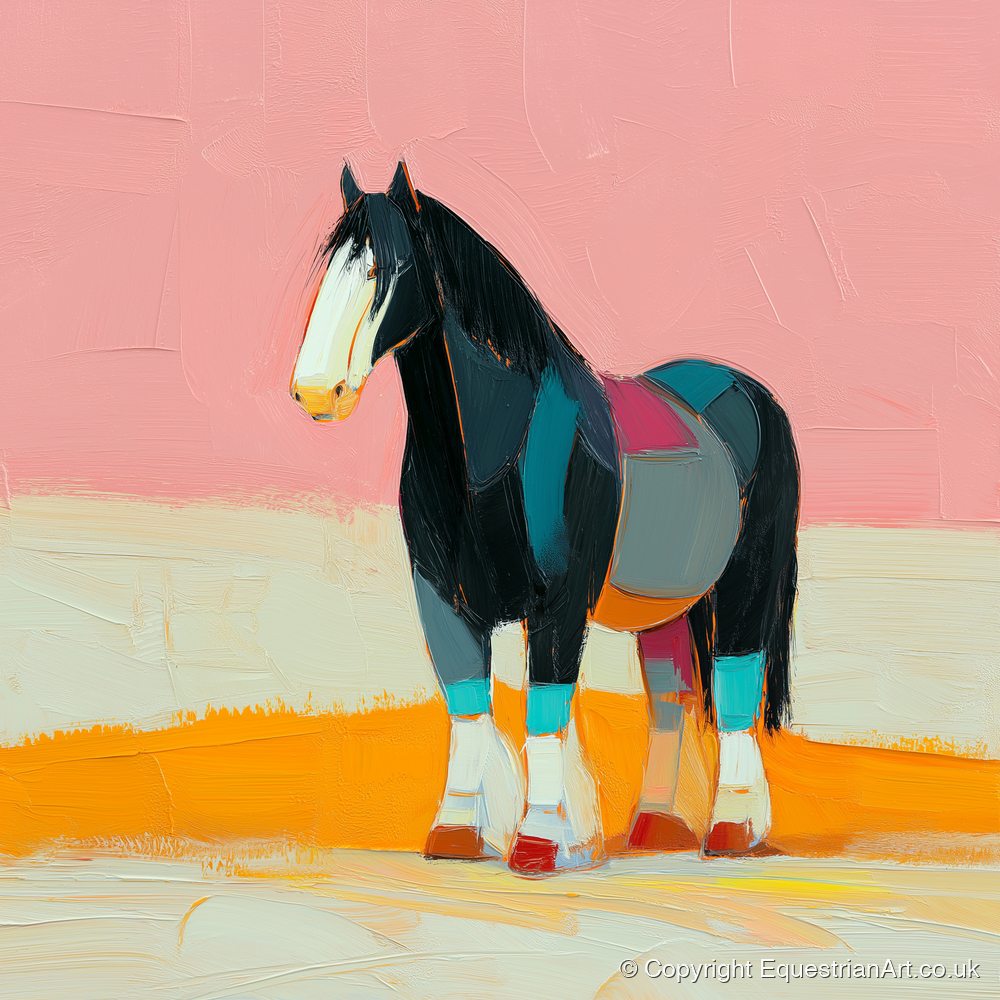 Vibrant Heavy Horse Profile - working horse art print and canvas by Genevieve Moore A.I