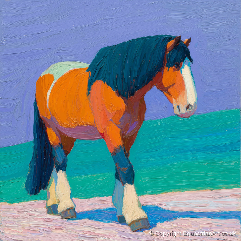 Vibrant Heavy Horse - working horse art print and canvas by Marshall Davies A.I