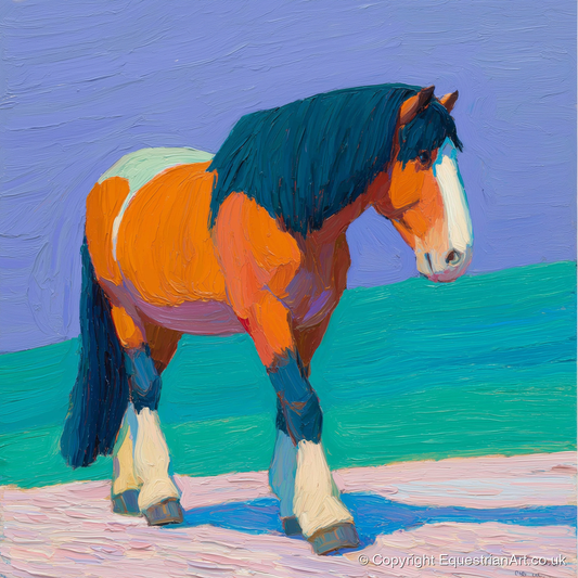 Vibrant Heavy Horse - working horse art print and canvas by Marshall Davies A.I