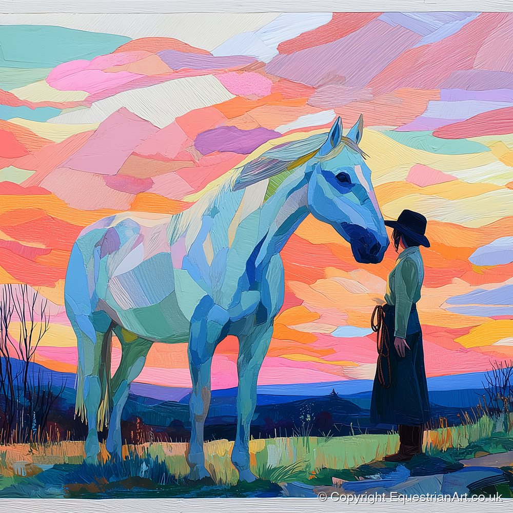 Vibrant Horizon Partnership - horse & rider art print and canvas by Sylvia Carmichael A.I