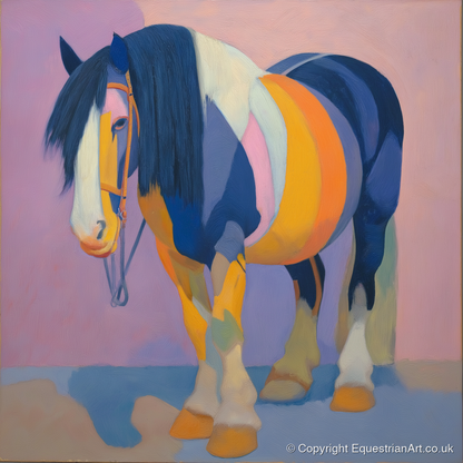 Vibrant Indigo Cob - horse breed art print and canvas by Helena Ashby A.I