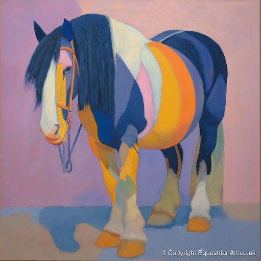 Vibrant Indigo Cob - horse breed art print and canvas by Helena Ashby A.I