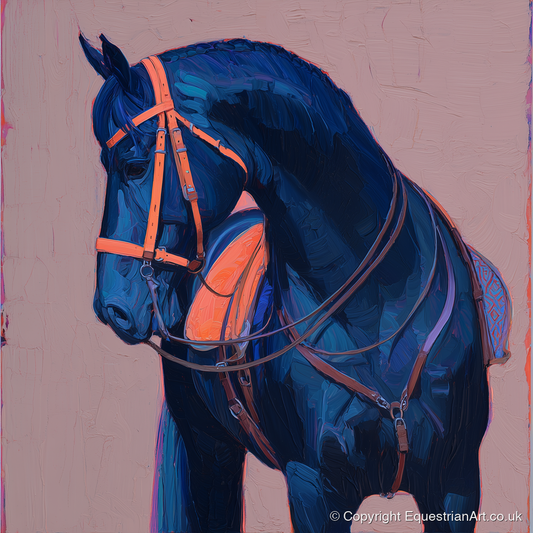 Vibrant Indigo Profile - horse breed art print and canvas by Evander Winslow A.I