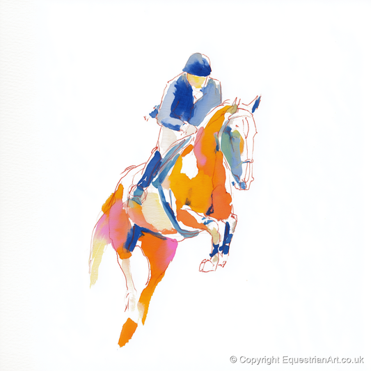 Vibrant Leap - show jumping horse art print and canvas by Maxwell Flynn A.I