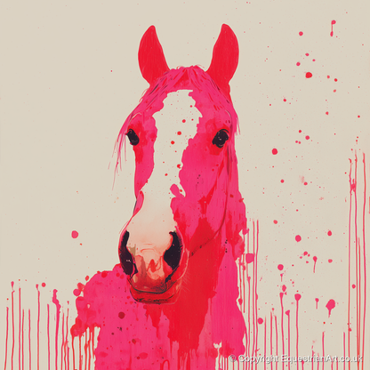 Vibrant Magenta Blaze - horse portrait art print and canvas by Camilla Royston A.I