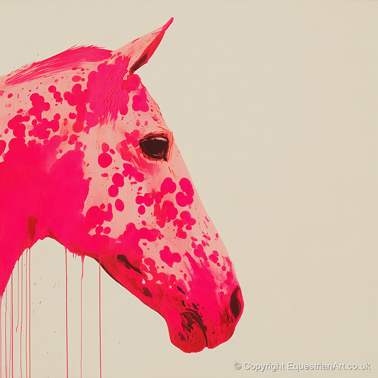 Vibrant Magenta Profile - horse portrait art print and canvas by Camilla Royston A.I