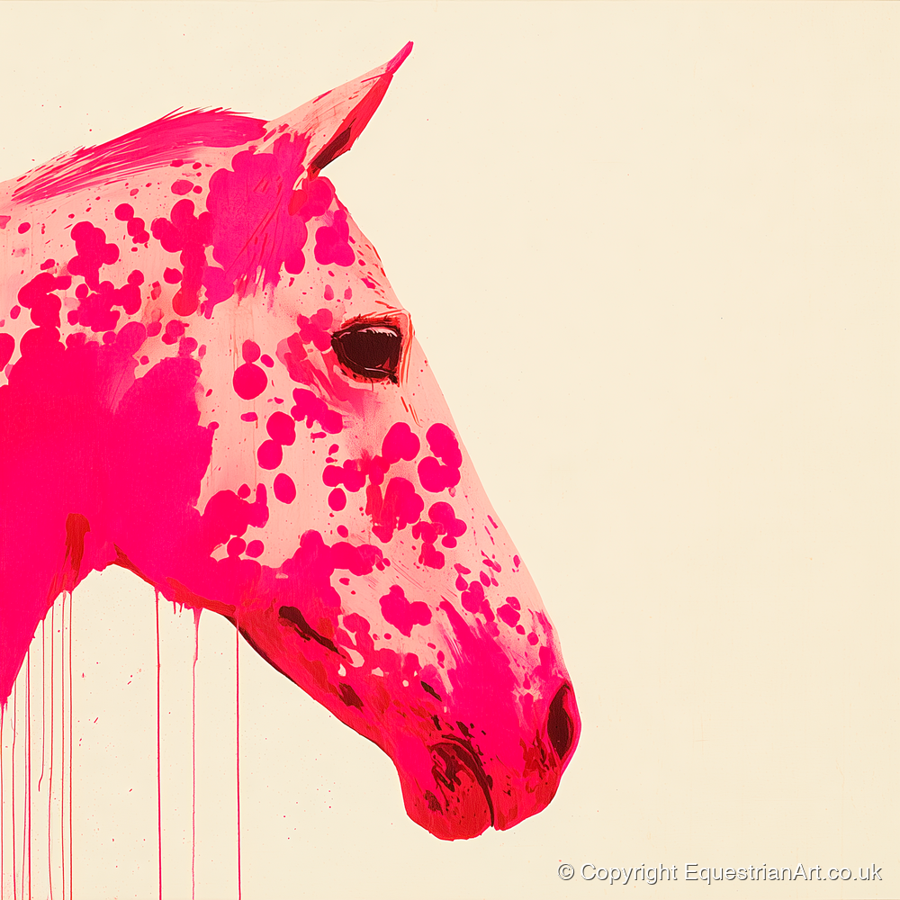 Vibrant Magenta Profile - horse portrait art print and canvas by Camilla Royston A.I