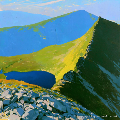 Vibrant Mountain Tarn Landscape - horse landscape art print and canvas by Daphne Morley A.I