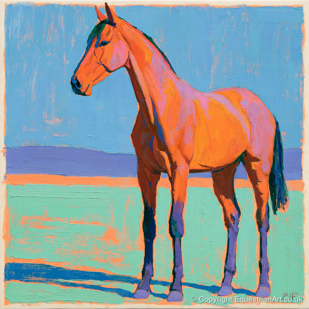 Vibrant Orange Horse Portrait - horse breed art print and canvas by Marshall Davies A.I
