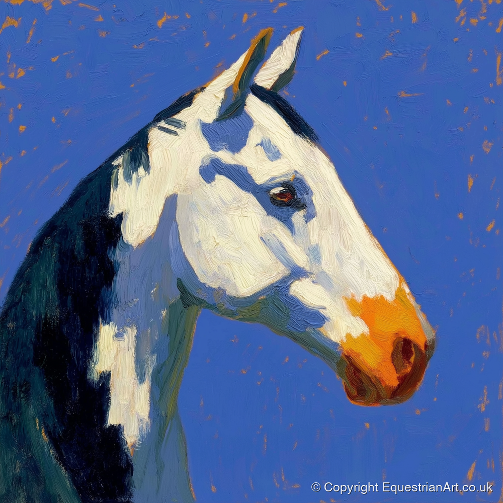 Vibrant Painted Profile - horse portrait art print and canvas by Hugo Beckett A.I