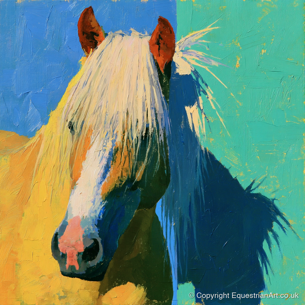 Vibrant Palomino Horse Portrait - horse breed art print and canvas by Daphne Morley A.I