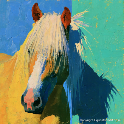 Vibrant Palomino Horse Portrait - horse breed art print and canvas by Daphne Morley A.I