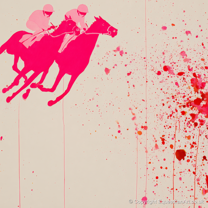 Vibrant Photo Finish - racing horse art print and canvas by Camilla Royston A.I