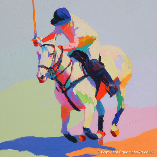 Vibrant Polo Drive - polo horse art print and canvas by Desmond Locke A.I