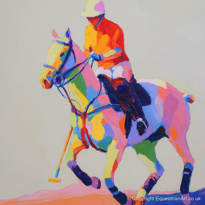 Vibrant Polo Pace - polo horse art print and canvas by Desmond Locke A.I