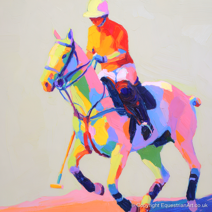 Vibrant Polo Pace - polo horse art print and canvas by Desmond Locke A.I