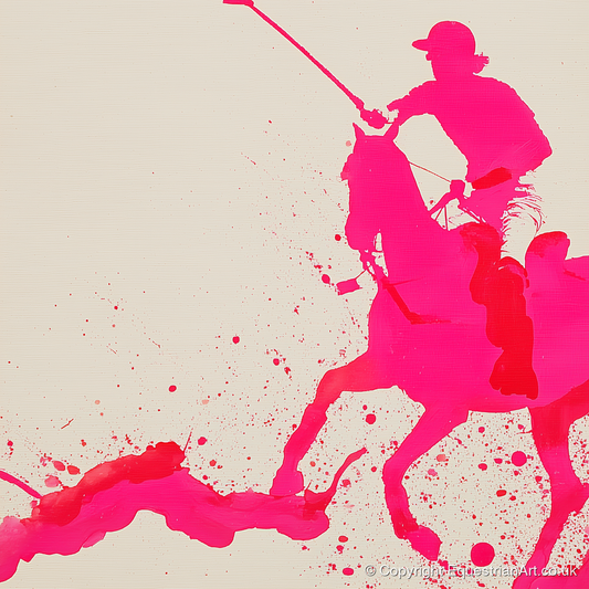 Vibrant Polo Strike - polo horse art print and canvas by Camilla Royston A.I