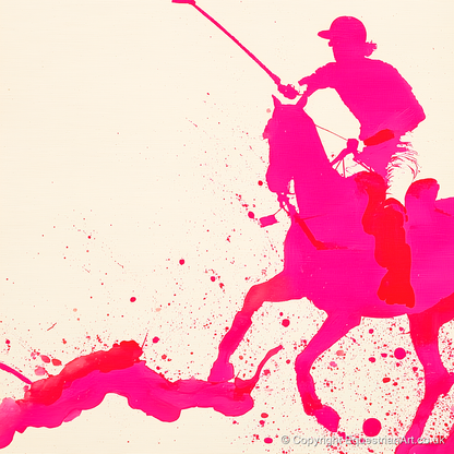 Vibrant Polo Strike - polo horse art print and canvas by Camilla Royston A.I