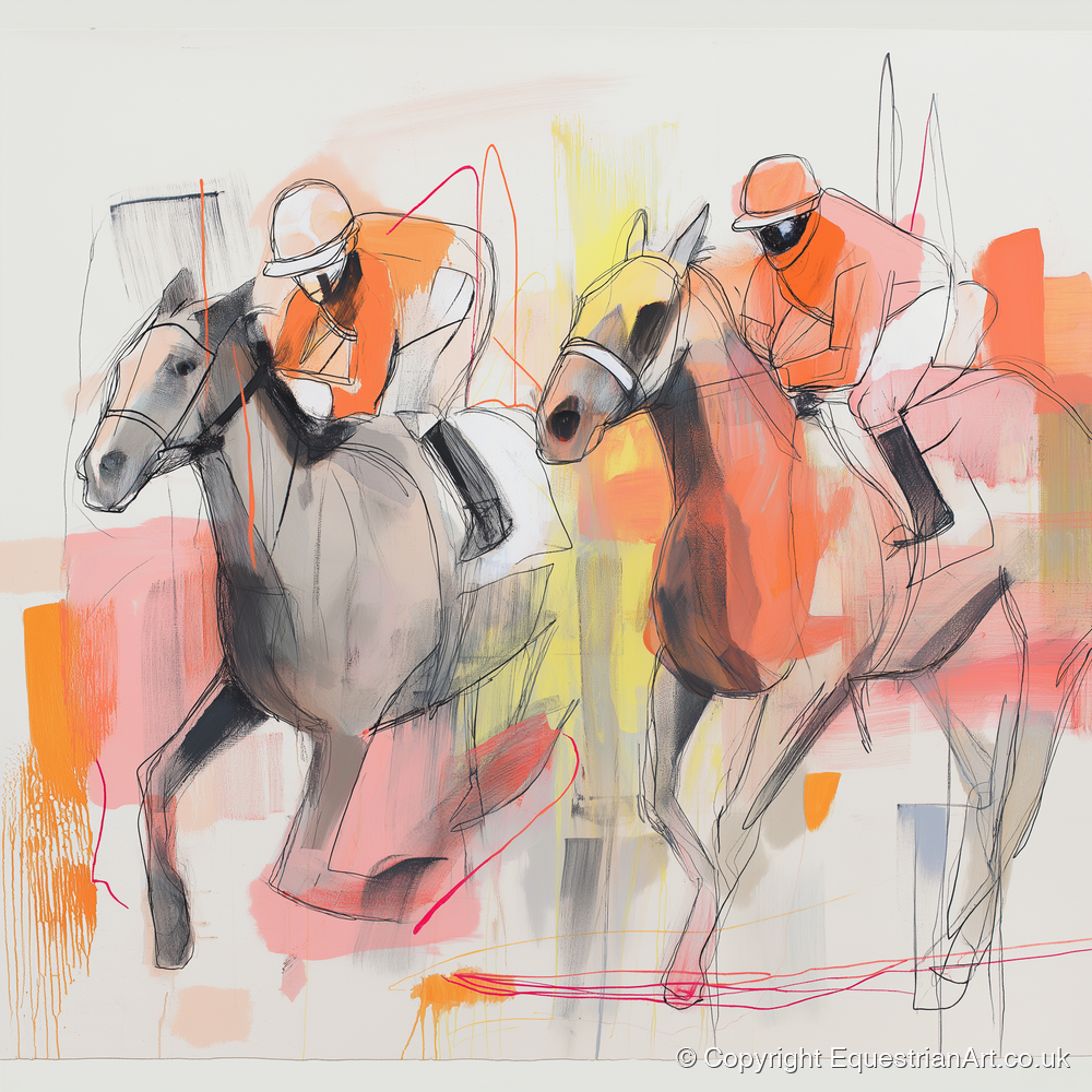 Vibrant Pursuit - racing horse art print and canvas by Rosemary Haste A.I