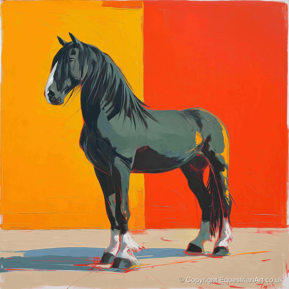 Vibrant Shire Portrait - horse breed art print and canvas by Victor Beaumont A.I