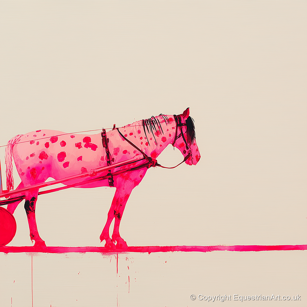 Vibrant Spotted Harness - working horse art print and canvas by Camilla Royston A.I