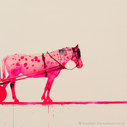 Vibrant Spotted Harness - working horse art print and canvas by Camilla Royston A.I