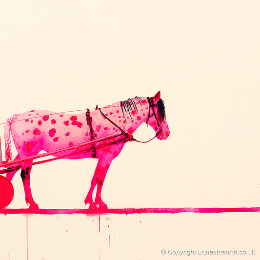 Vibrant Spotted Harness - working horse art print and canvas by Camilla Royston A.I