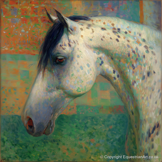 Vibrant Spotted Portrait - horse breed art print and canvas by Ambrose Keating A.I