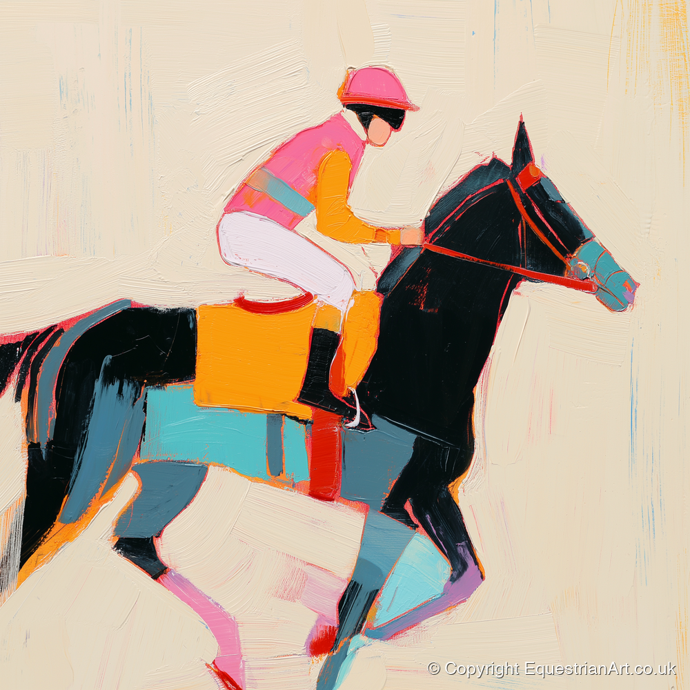 Vibrant Sprint - racing horse art print and canvas by Genevieve Moore A.I