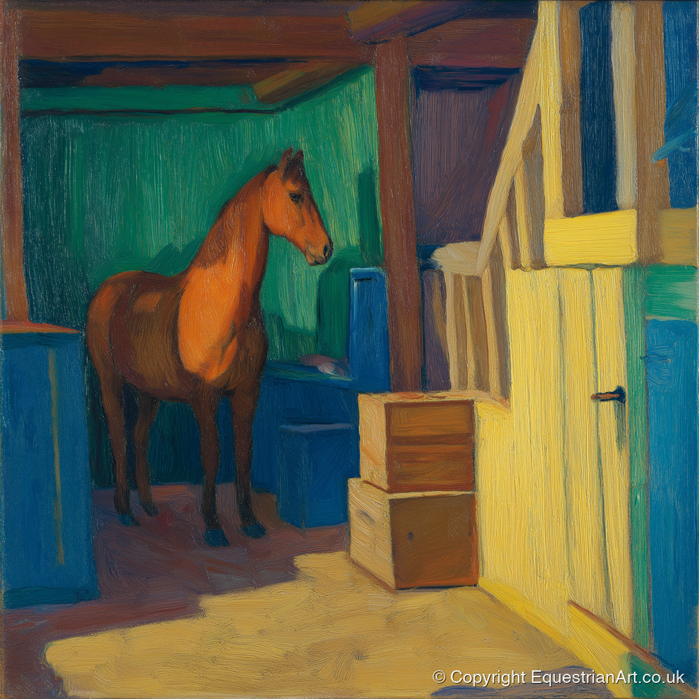 Vibrant Stable Light - horse stable art print and canvas by Rowan Sinclair A.I