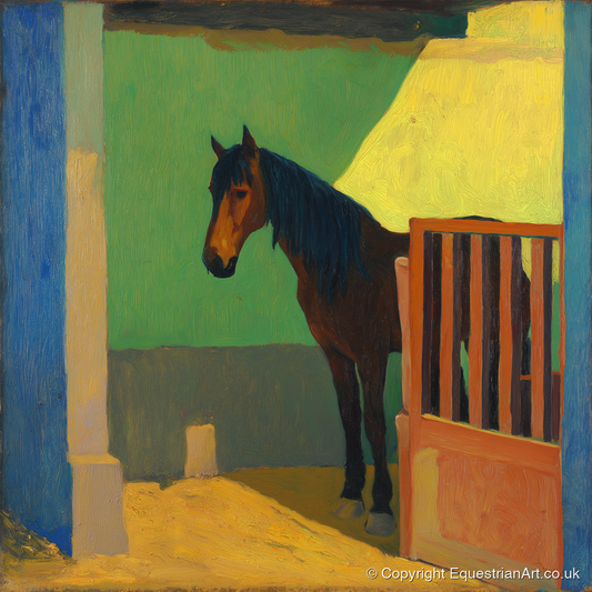 Vibrant Stable Light - horse stable art print and canvas by Rowan Sinclair A.I
