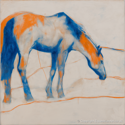 Vibrant Ultramarine Grazer - horse portrait art print and canvas by Tristan Noble A.I