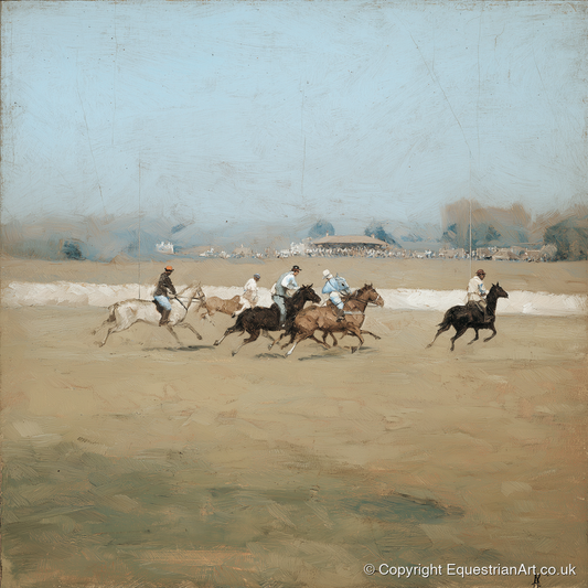 Vintage Polo Charge - polo horse art print and canvas by Frederick Lowell A.I