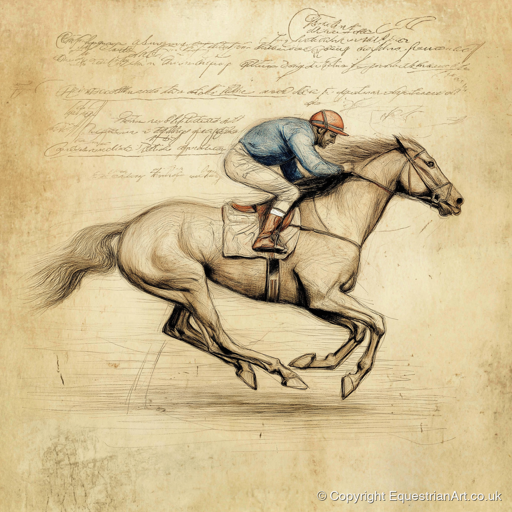 Vintage Racing Study - racing horse art print and canvas by Albert Loxley A.I