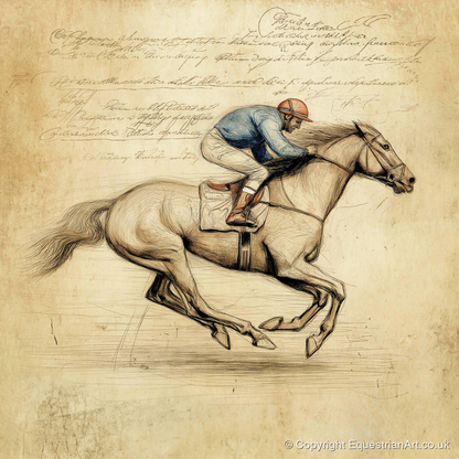 Vintage Racing Study - racing horse art print and canvas by Albert Loxley A.I